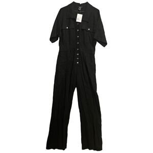 NWT Forever21 Linen Snap-Button Jumpsuit